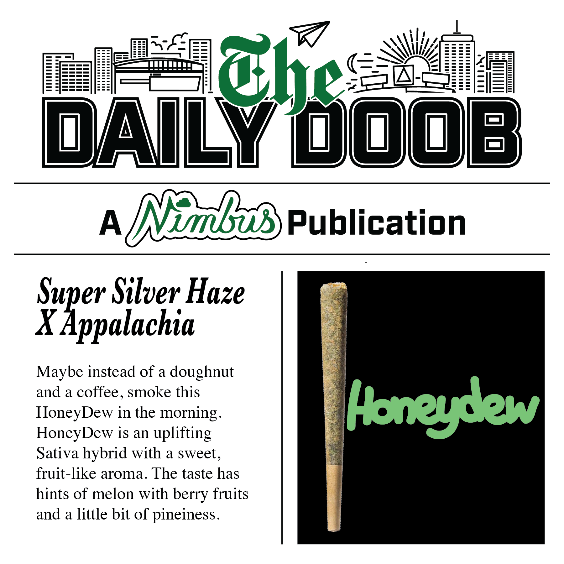 Nimbus Honeydew — The Daily Doobs Preroll, 1.0g, Sativa-Dominant Hybrid — Massachusetts