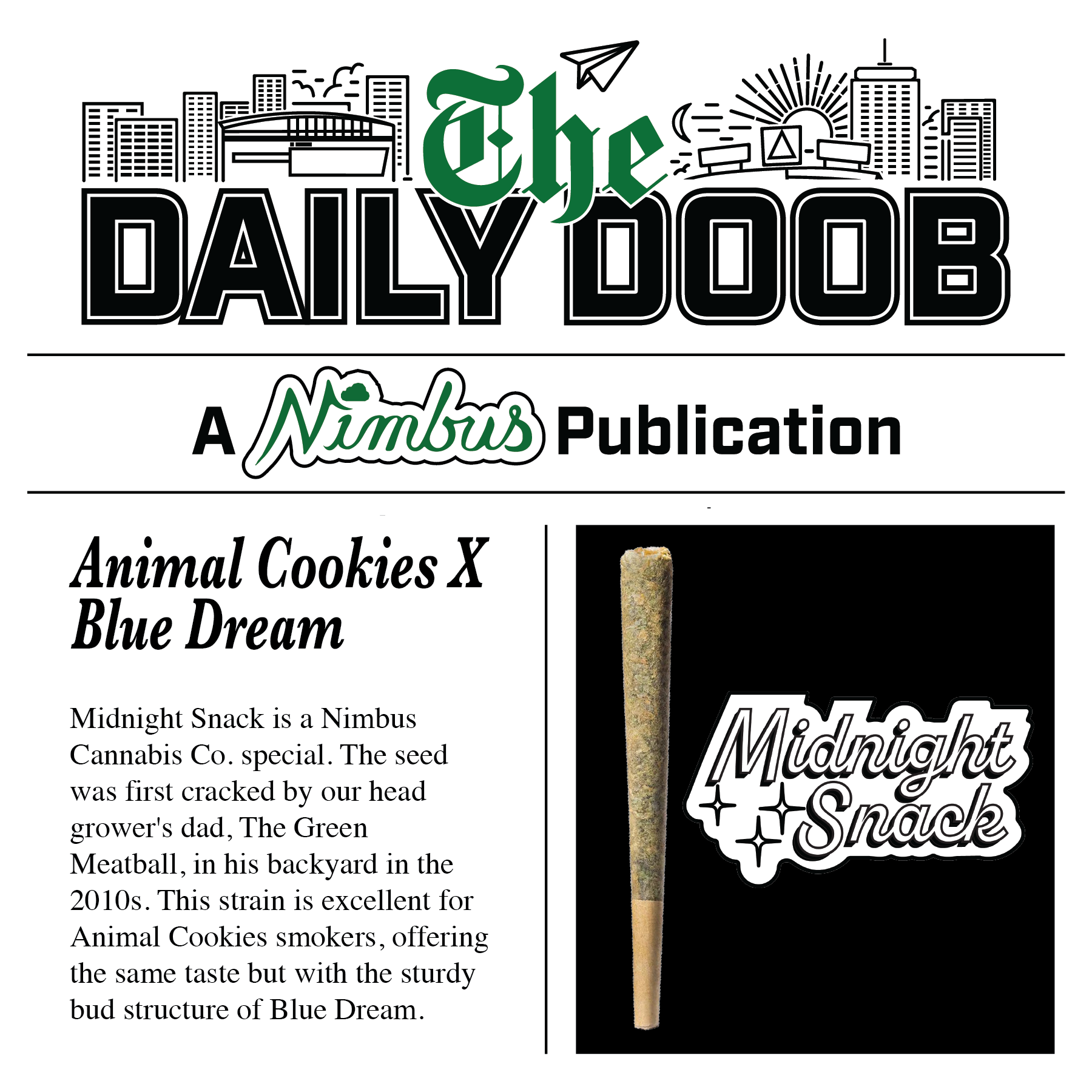 Nimbus Midnight Snack — The Daily Doobs Preroll, 1.0g, Indica-Dominant Hybrid — Massachusetts