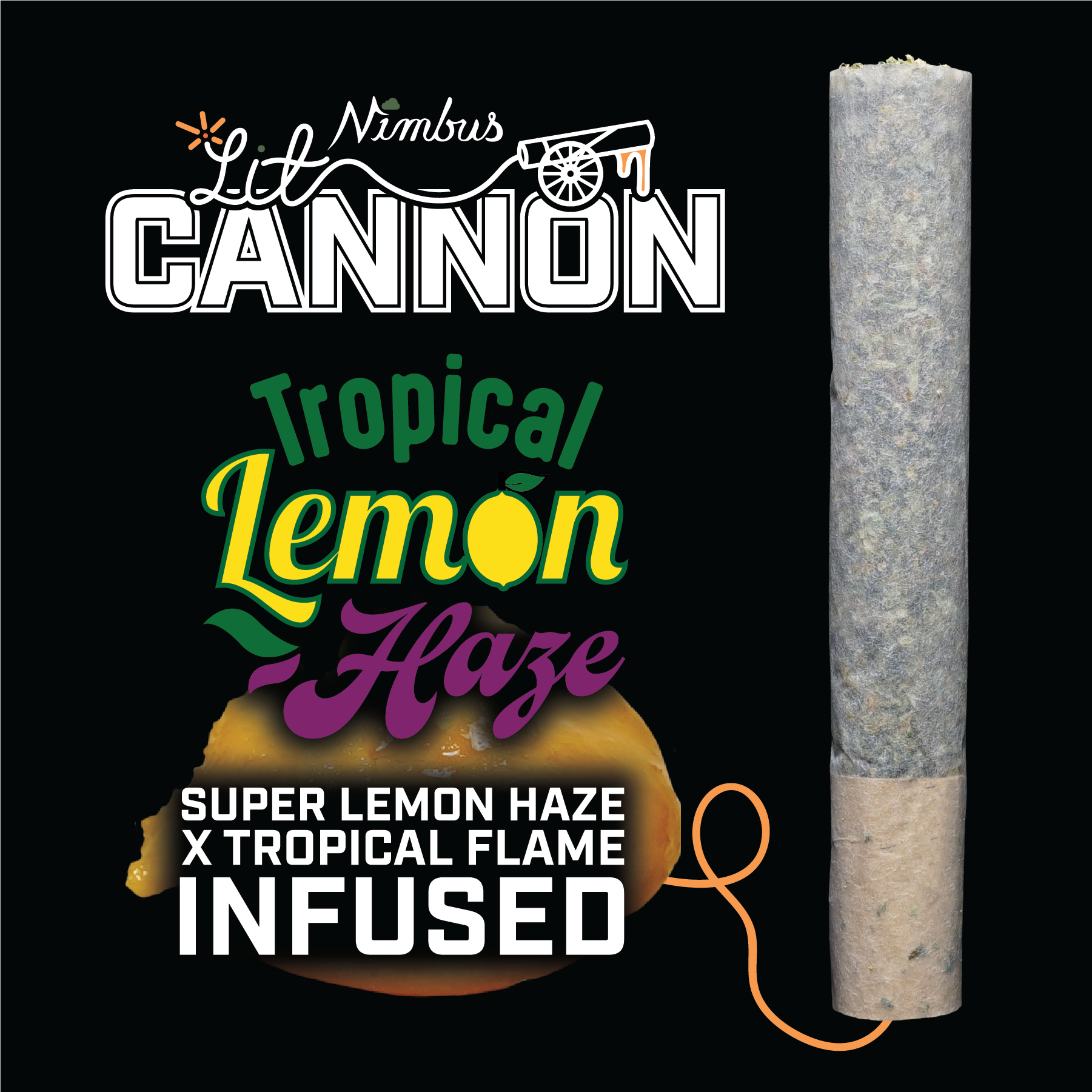 Nimbus Tropical Lemon Haze — Lit Cannons Preroll, 1.0g, Sativa-Dominant Hybrid — Massachusetts