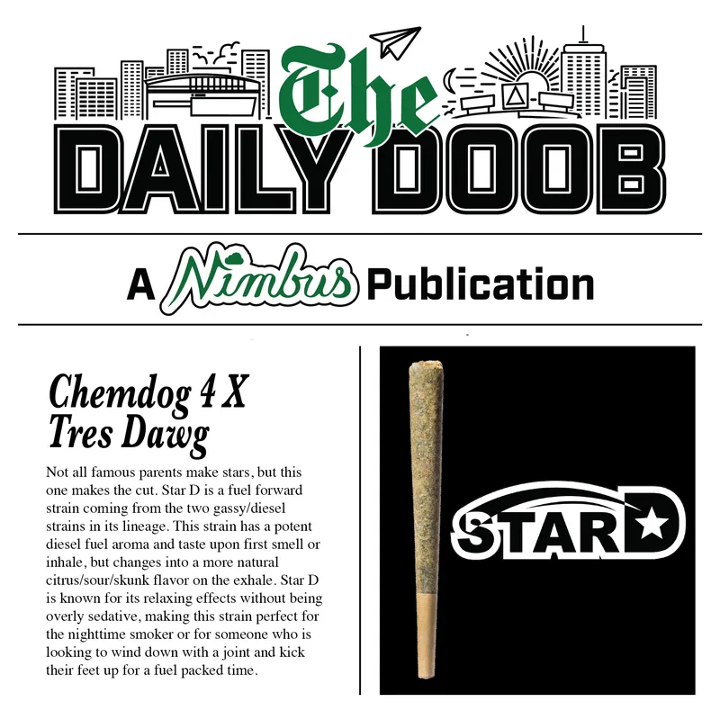 Nimbus Star D — The Daily Doobs Preroll, 1.0g, Hybrid — Massachusetts
