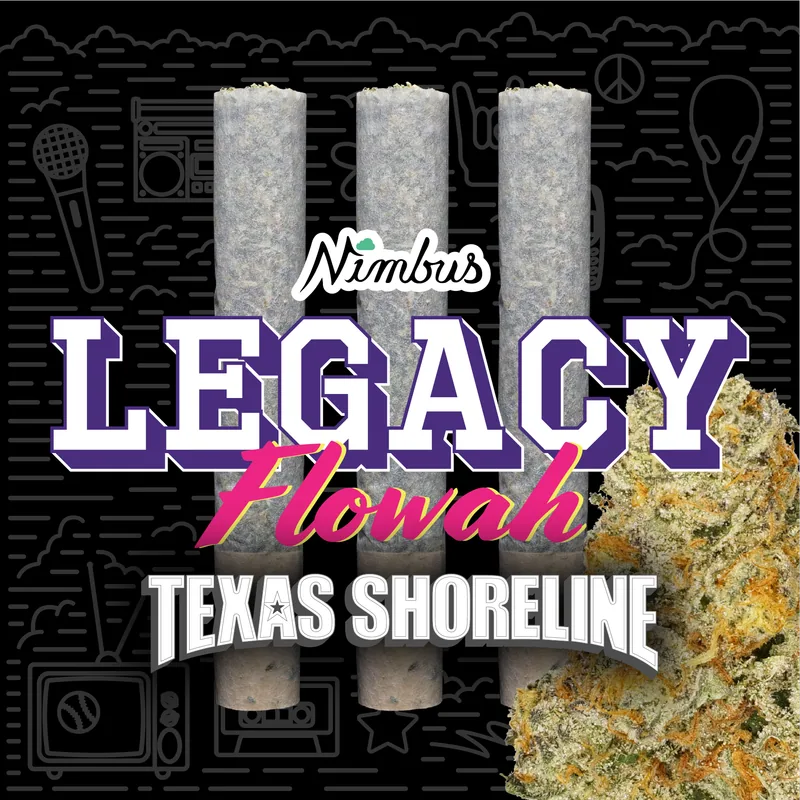 Nimbus Texas Shoreline — Legacy Flowah Preroll, 3.0g, Hybrid — Massachusetts