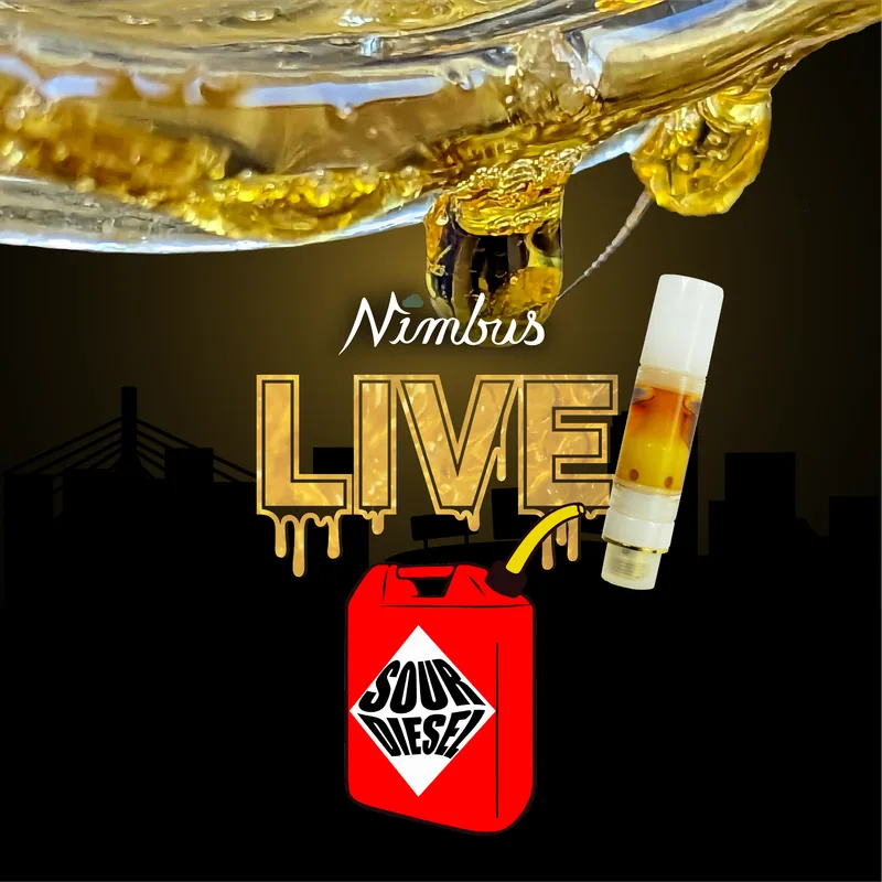 Nimbus Sour Diesel — Live Resin Vape Cartridge, 1.0g, Sativa — Massachusetts
