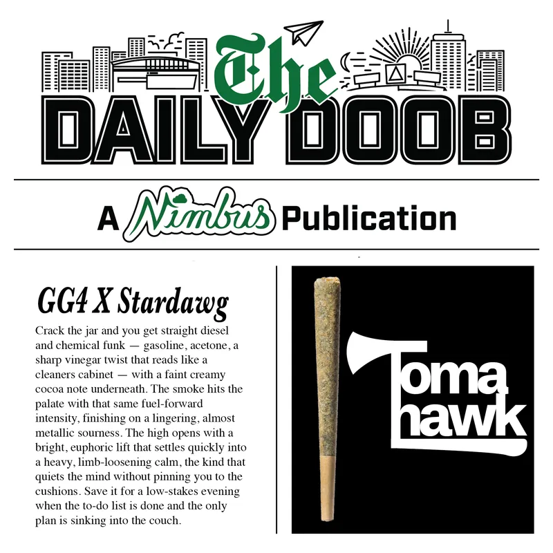 Nimbus Tomahawk — The Daily Doobs Preroll, 1.0g, Indica-Dominant Hybrid — Massachusetts