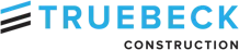 Truebeck Construction logo with stylized blue and black graphic and text.