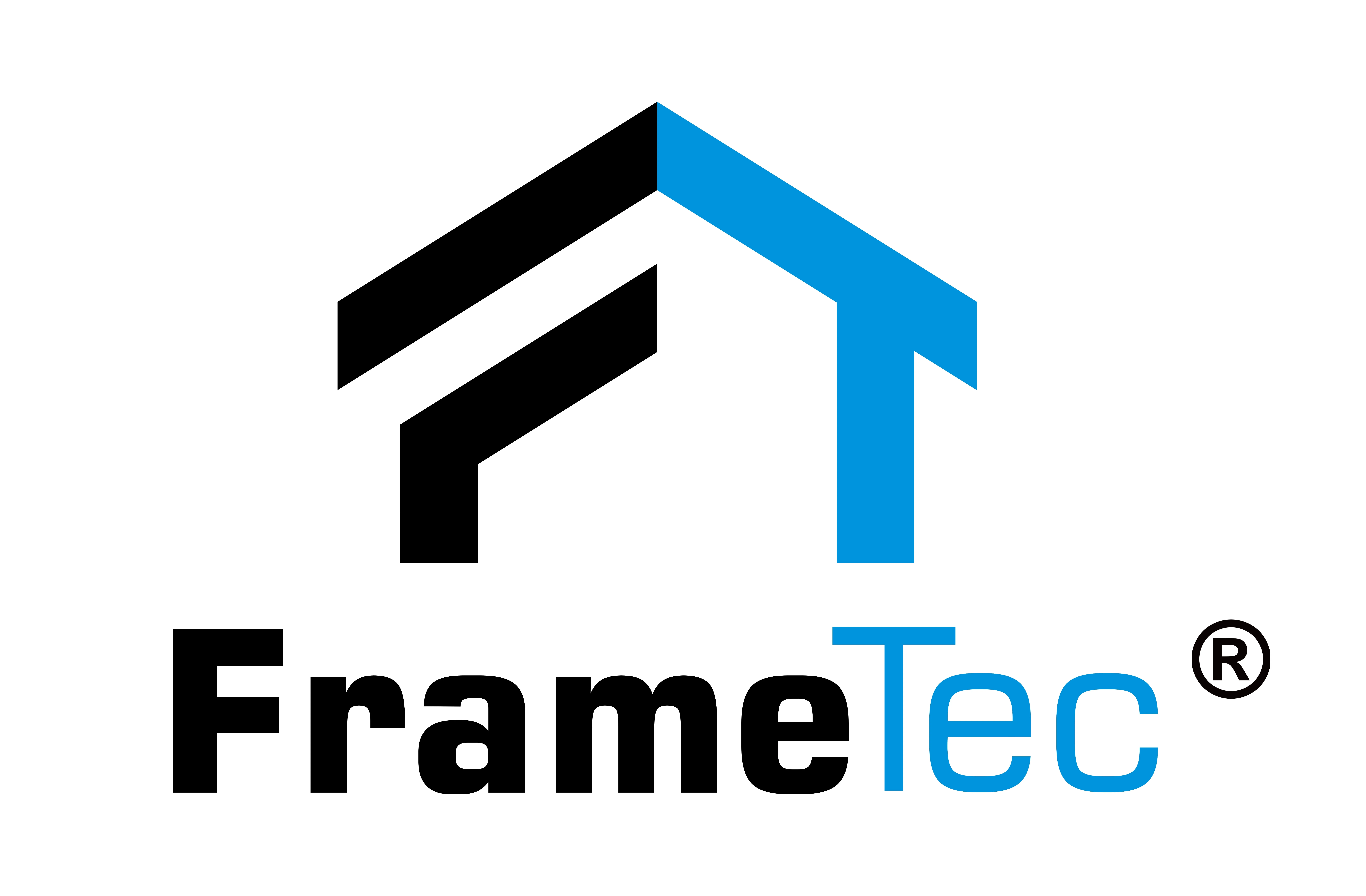 FrameTec logo with stylized black and blue letters forming a house-like shape above the company name.