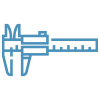 Caliper icon representing dimensional accuracy and precision in Liburdi Powder Metallurgy (LPM®) gas turbine part repairs.
