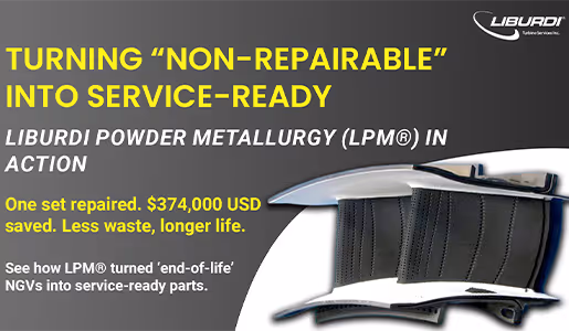 SGT-A35 RB211 nozzle guide vane repaired with LPM and restored to service-ready condition