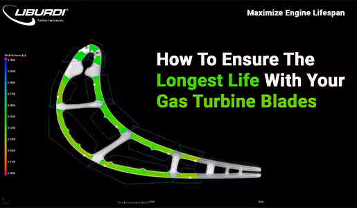 Gas turbine blade wall thickness heat map showing reduced areas and repair life analysis