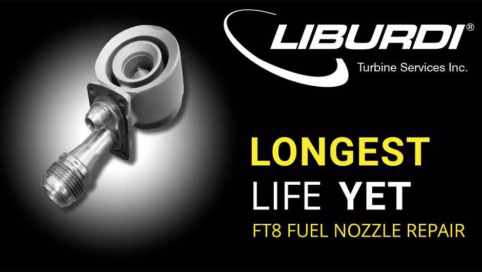 Repaired FT8 fuel nozzle highlighting extended service life through Liburdi repair.