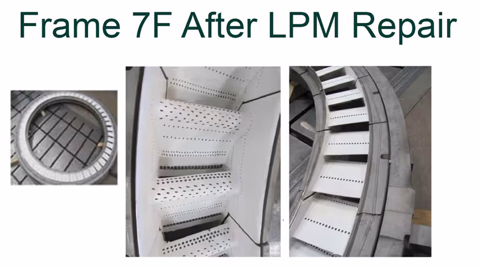Frame 7F gas turbine components restored using Liburdi Powder Metallurgy repair.