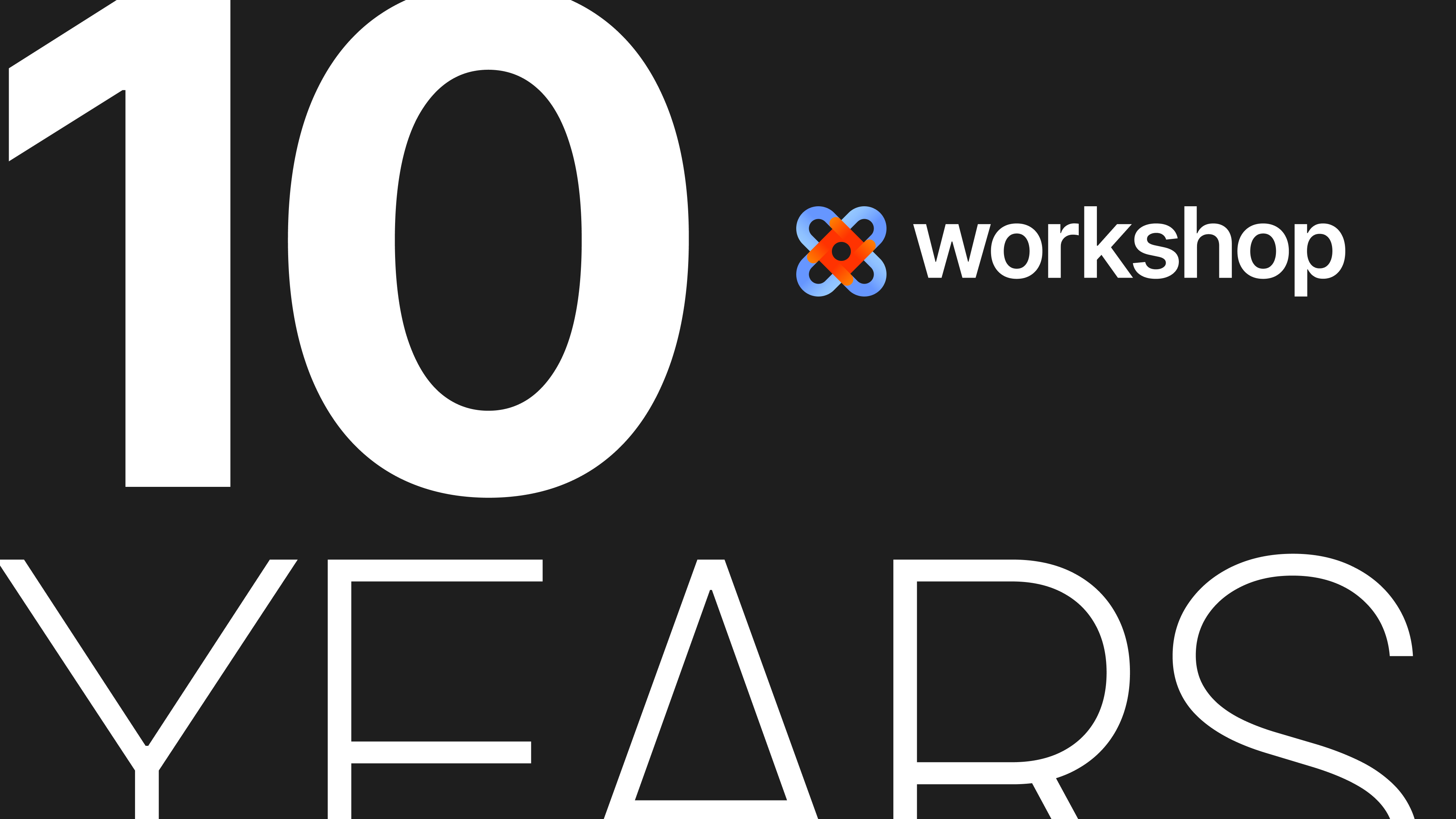 "10 Years" with Workshop logo graphic by Jenna Slawson