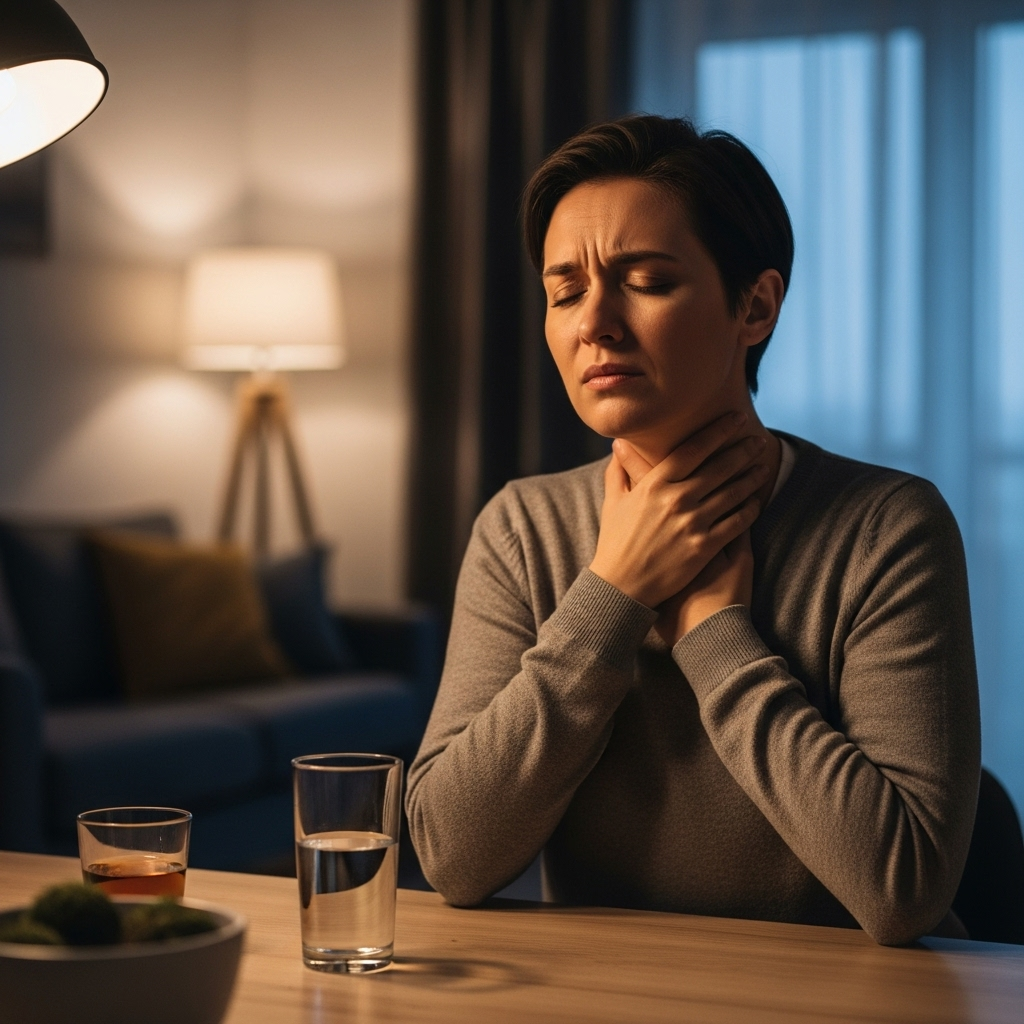 throat pain after drinking alcohol