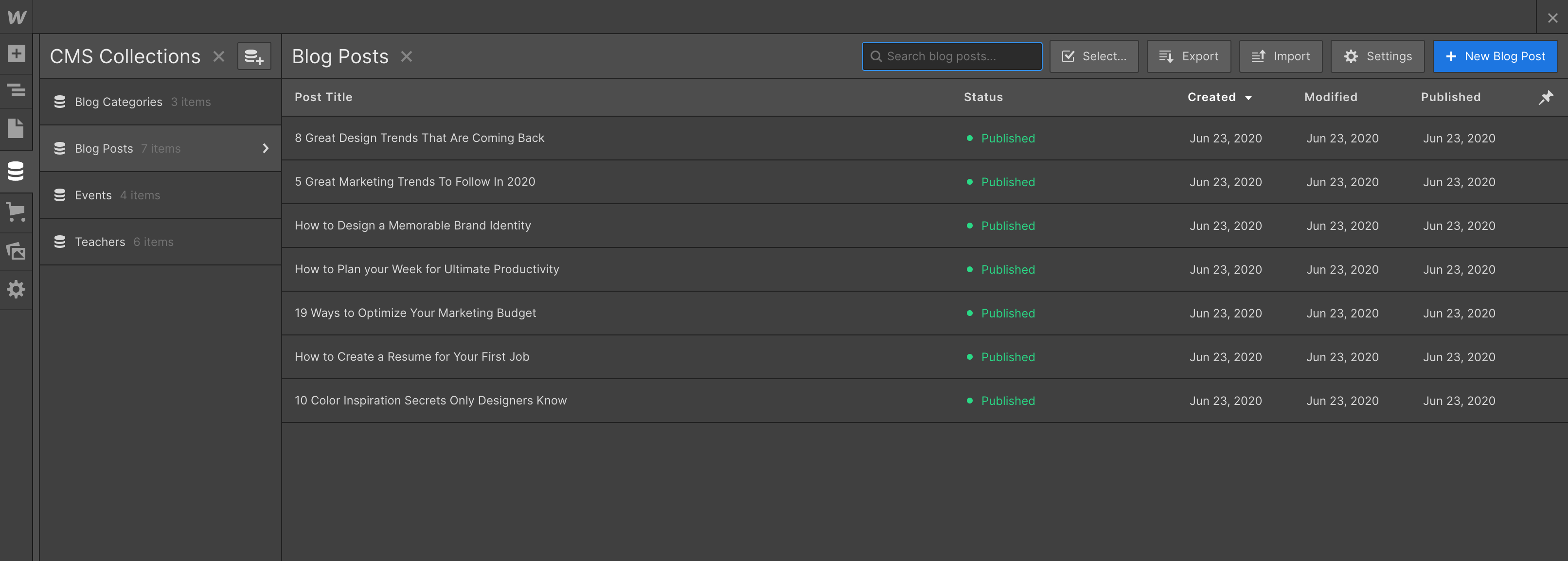 CMS Collection - Academy Webflow Template