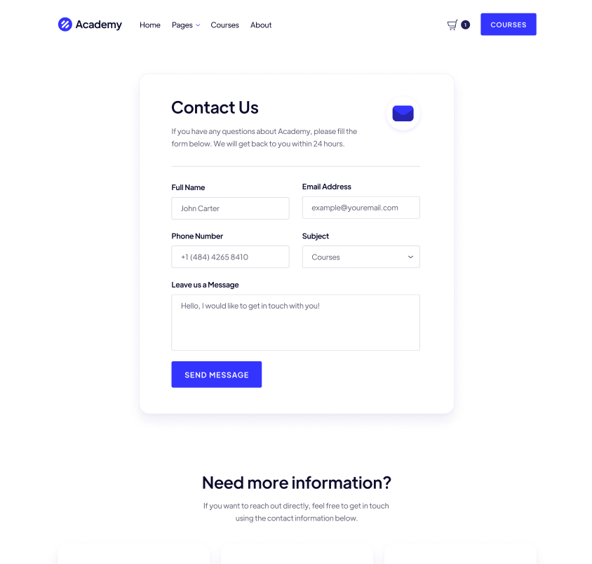 Contact - Academy Webflow Template