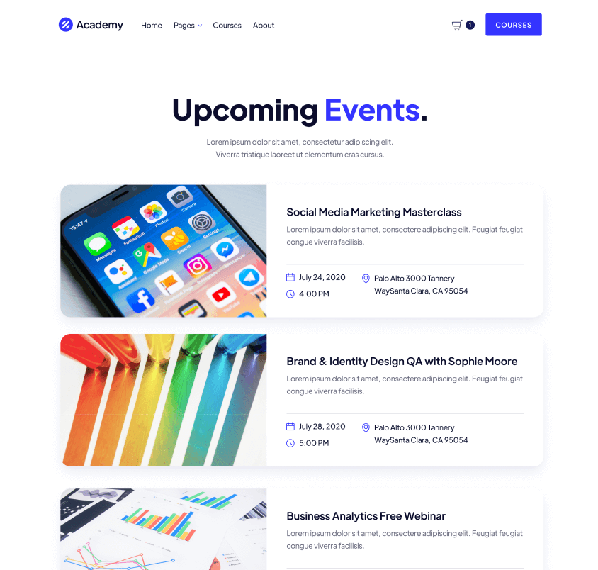 Events - Academy Webflow Template
