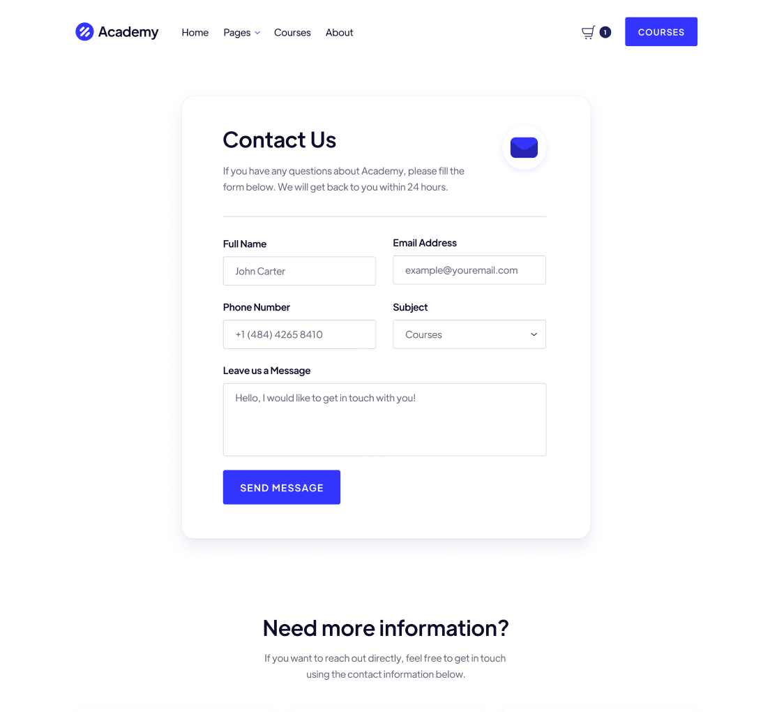 Contact - Academy Webflow Template