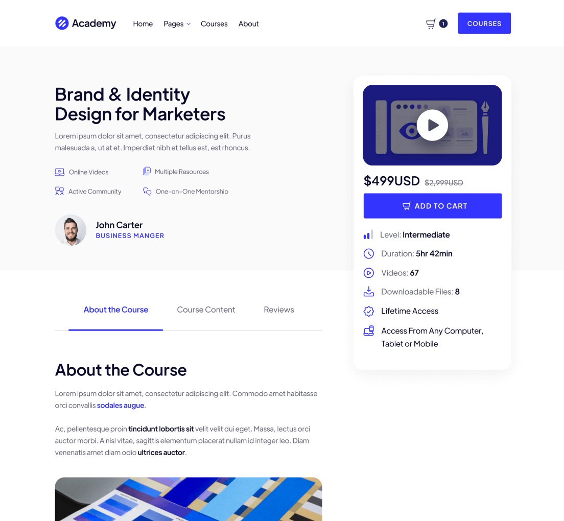 Course Single - Academy Webflow Template