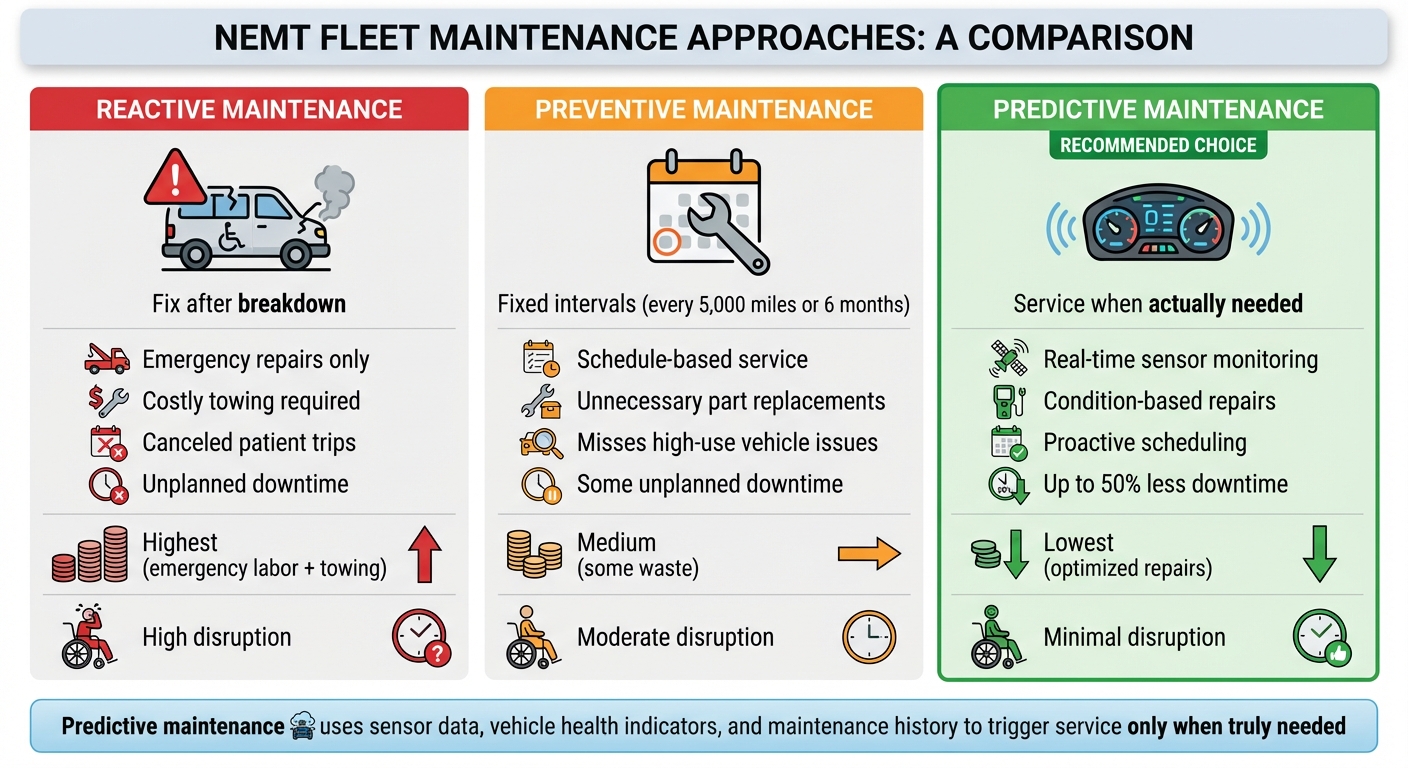 Predictive vs Reactive vs Preventive Maintenance for NEMT Fleets