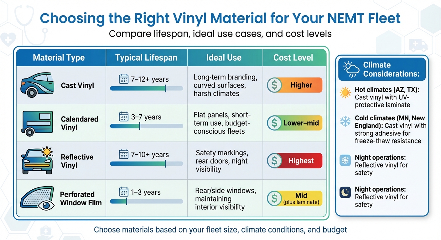 NEMT Vehicle Decal Vinyl Materials Comparison Guide