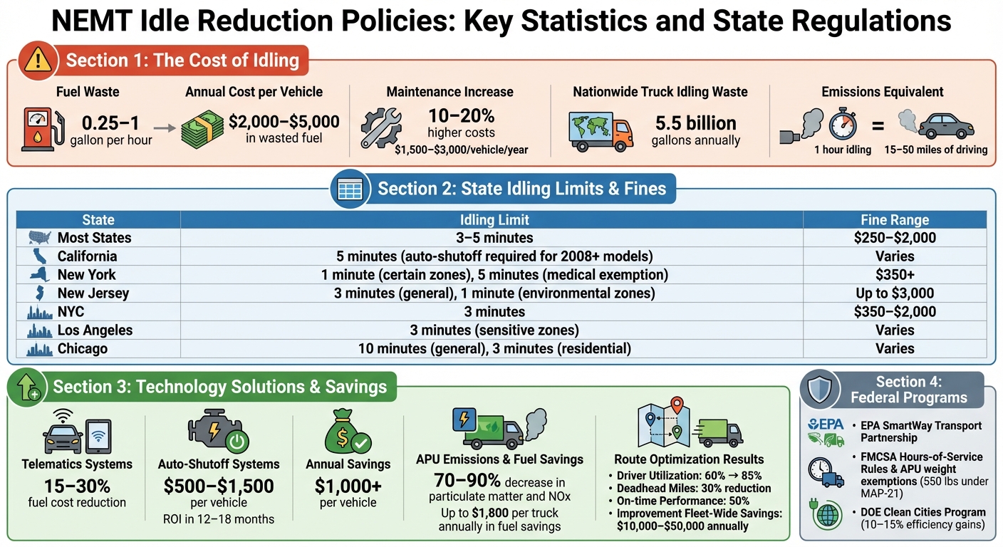NEMT Idle Reduction: Costs, Regulations, and Savings by State