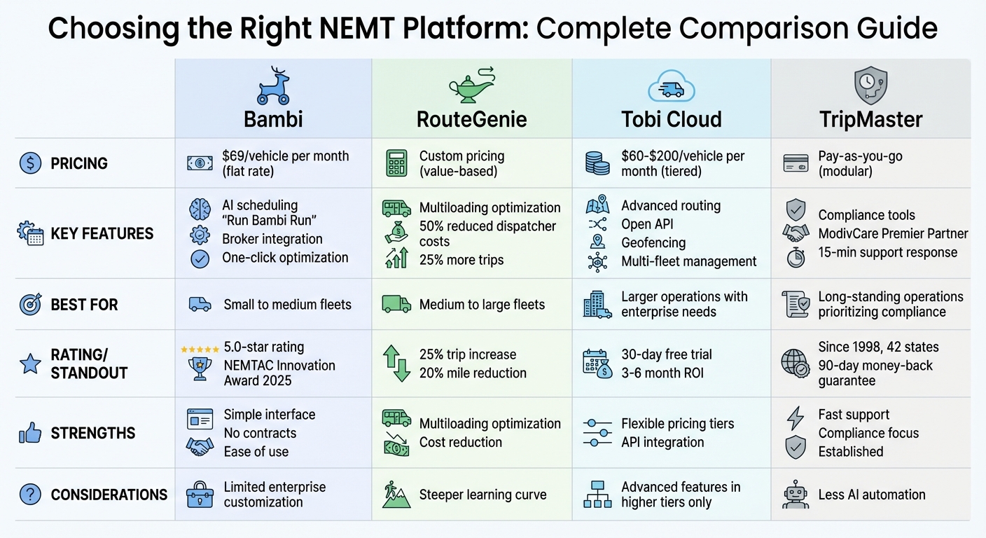 NEMT Platform Comparison: Features, Pricing, and Best Use Cases