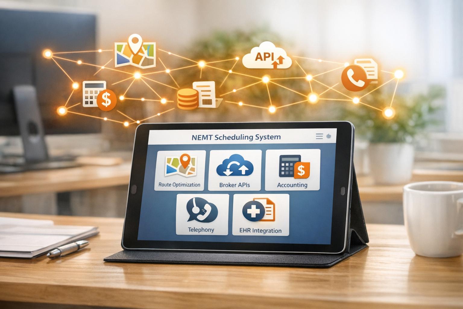 What integrations are important for NEMT scheduling platforms?