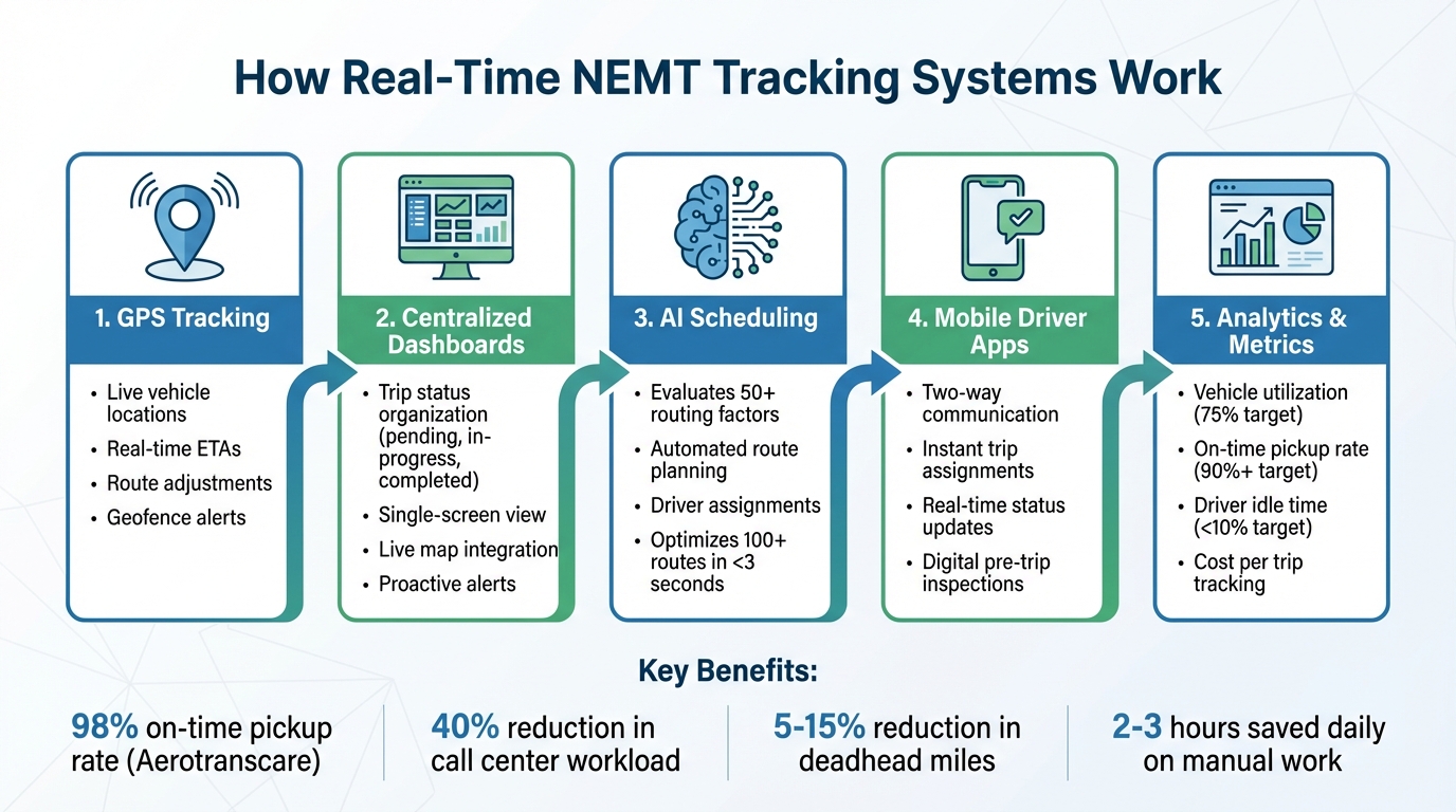 How Real-Time NEMT Tracking Systems Work: 5 Core Components
