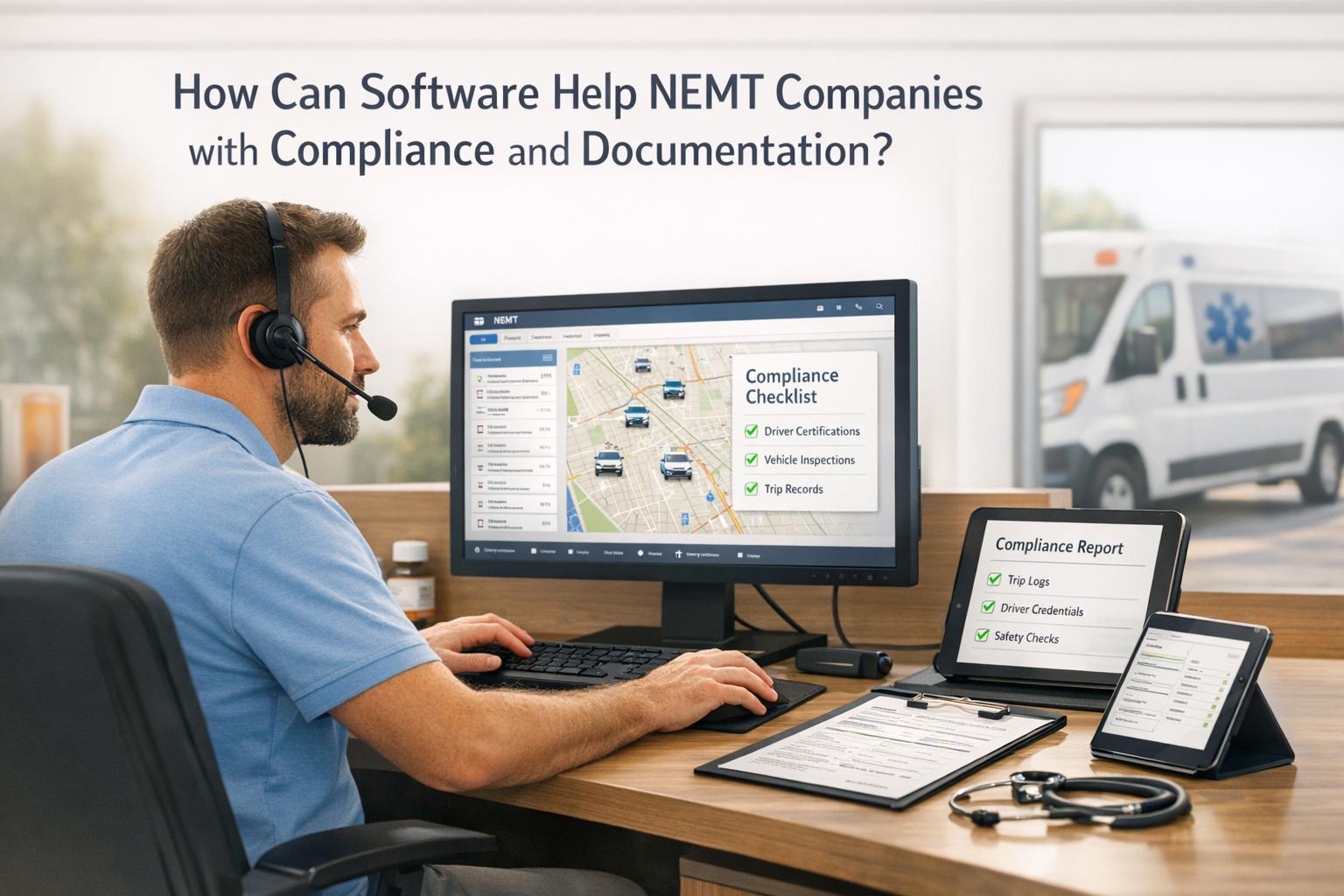 How can software help NEMT companies with compliance and documentation?