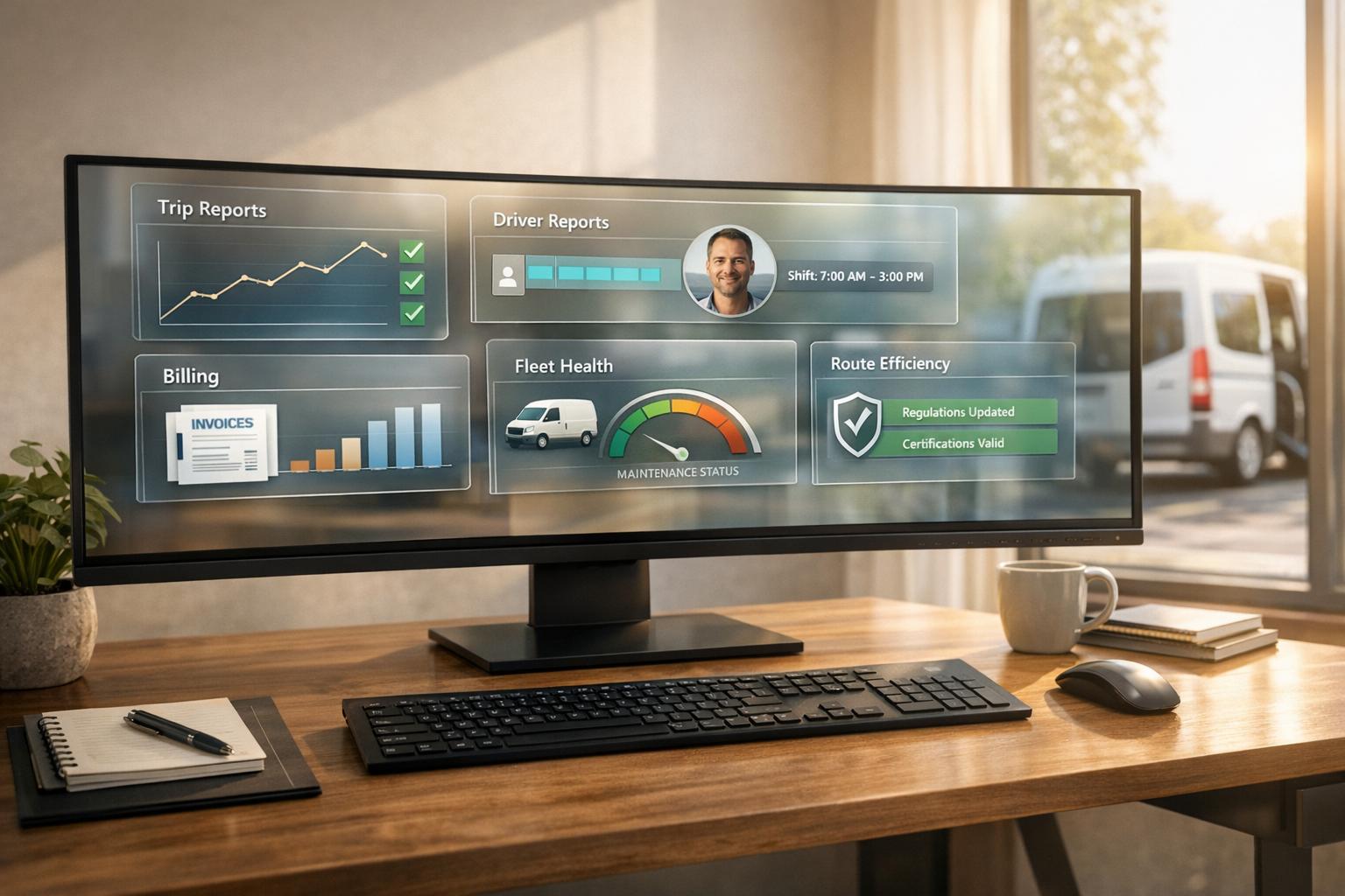 What types of reporting can NEMT companies get from dispatch software?