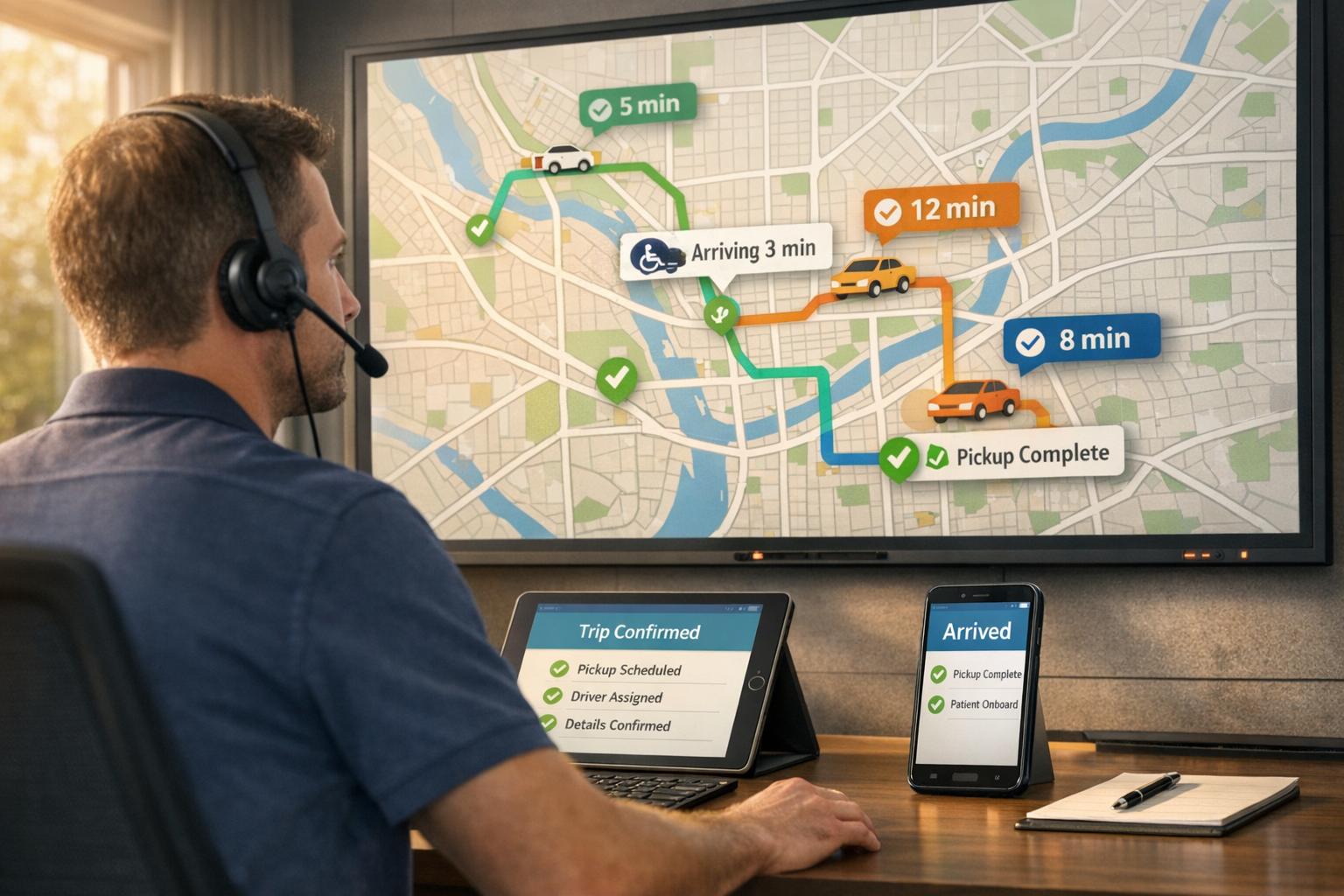 How can NEMT companies improve communication between dispatchers and drivers?