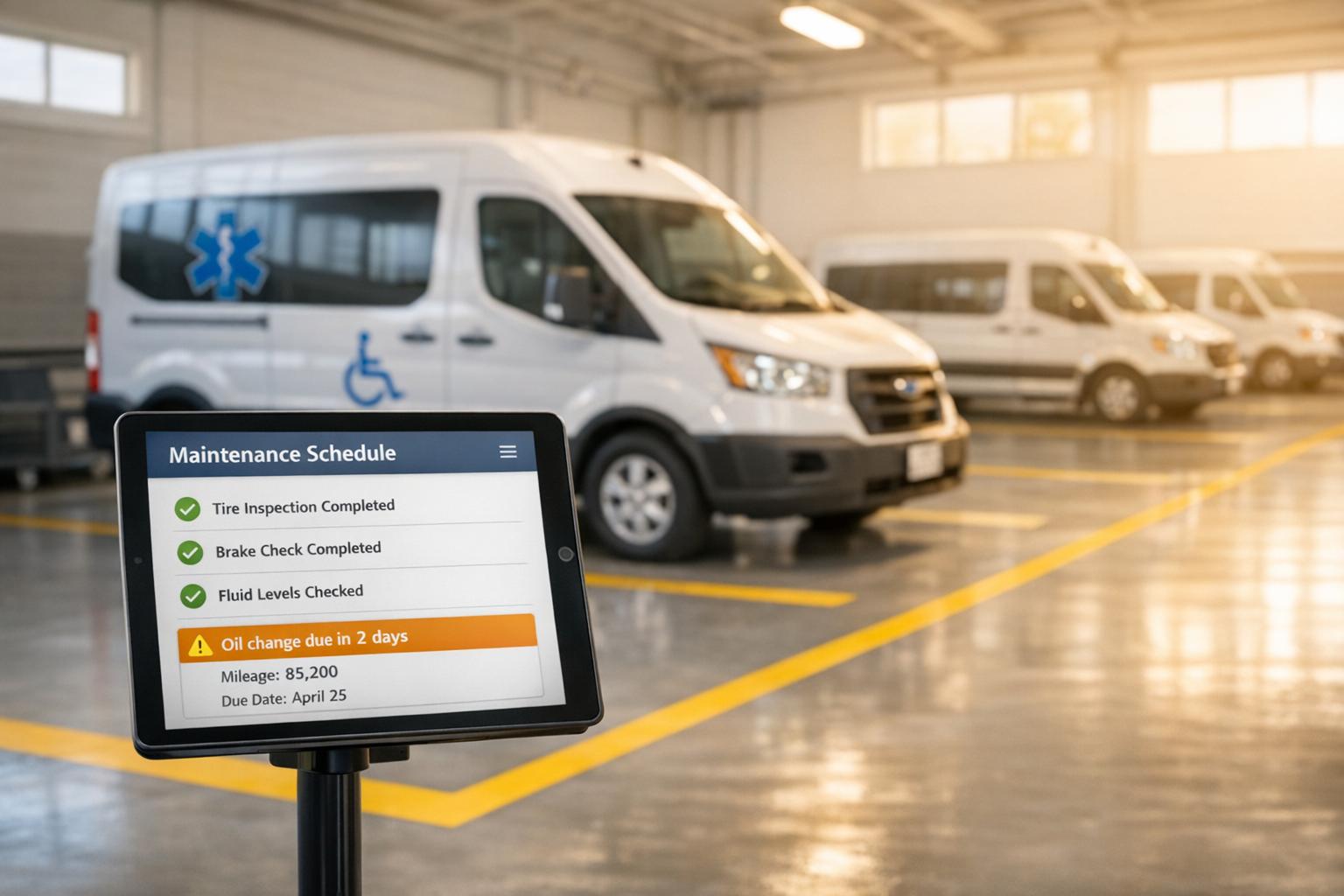 How can NEMT scheduling platforms help with fleet maintenance tracking?