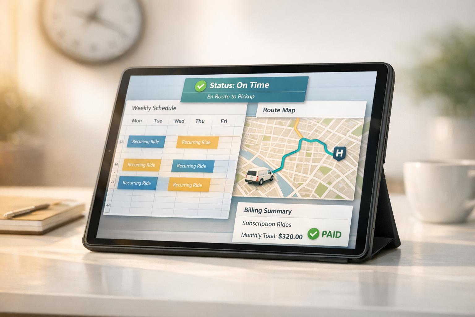 How can NEMT software support recurring subscription-based rides?