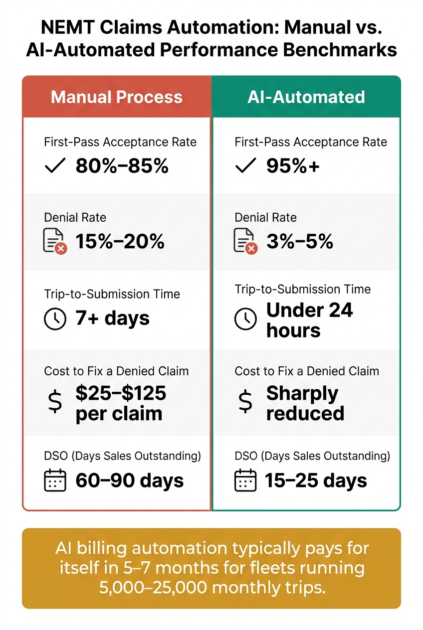 NEMT Claims Automation: Manual vs. AI-Automated Performance Benchmarks
