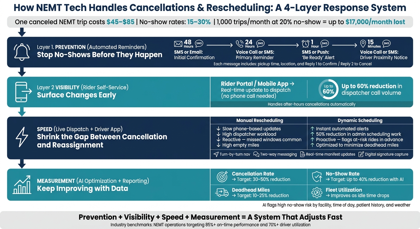 NEMT Cancellation & Rescheduling: 4-Layer Tech Response System