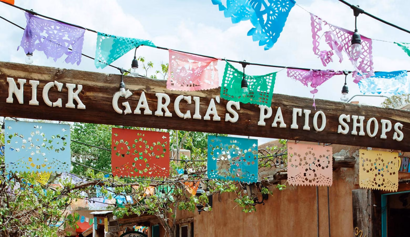 Nick Garcia's Patio Shops sign in Old Town New Mexico