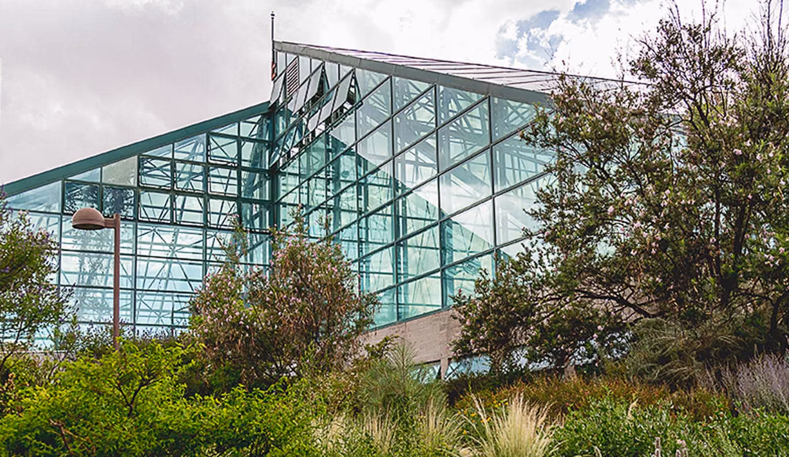 View of glass atrium in the Botanic Gardens in Albuquerque