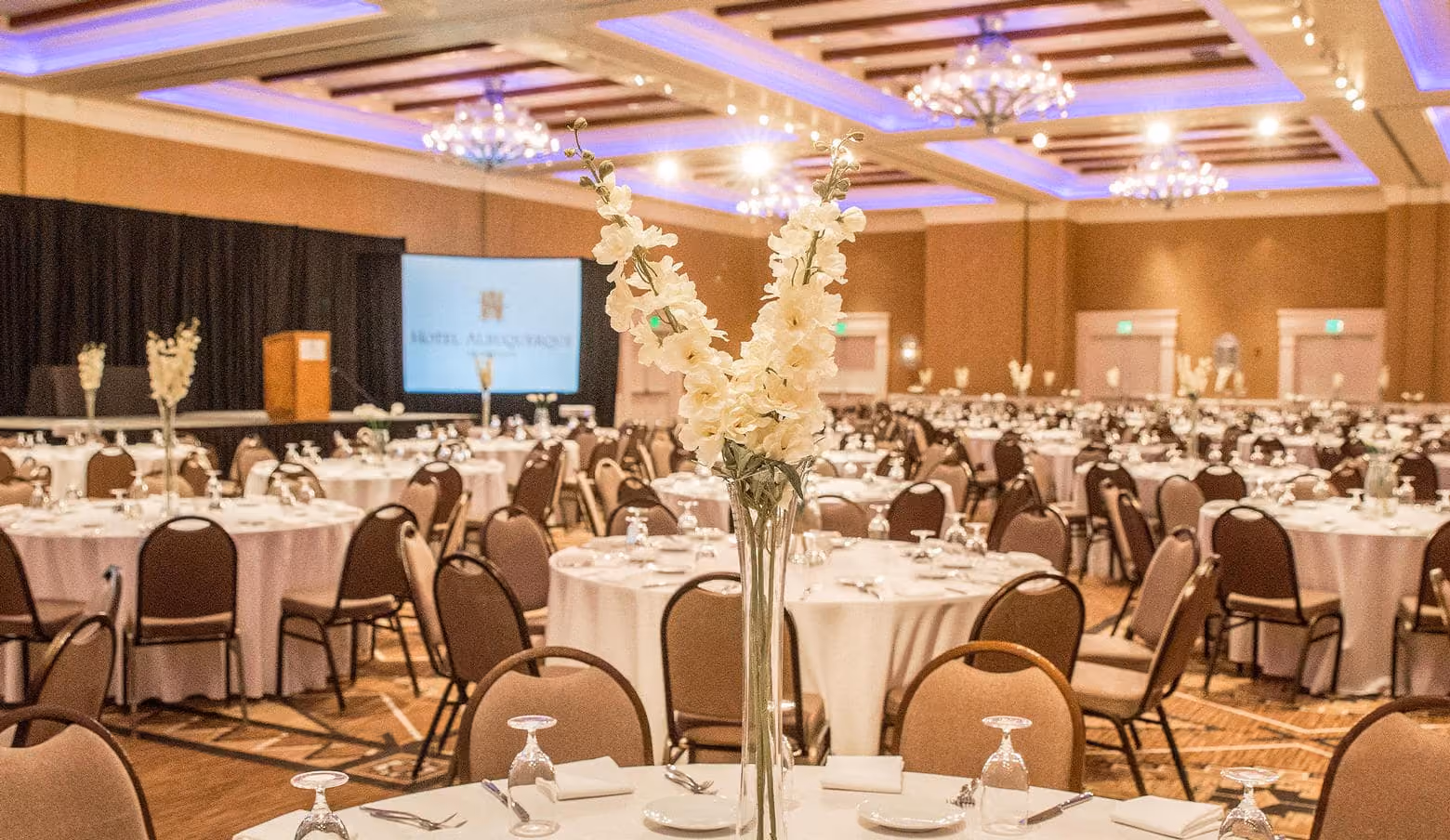Alvarado Ballroom set for an event at Hotel Albuquerque