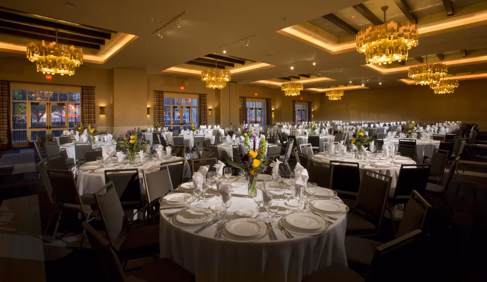 Ballroom set for an event