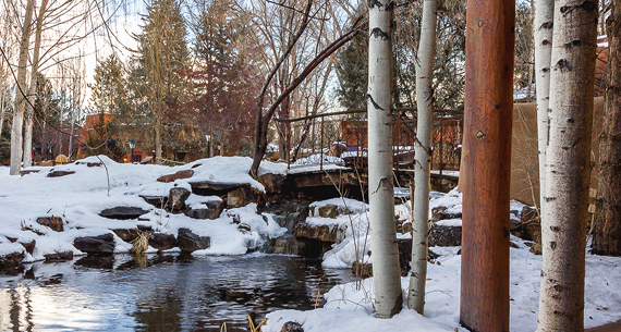 El Monte Sagrado grounds with snow