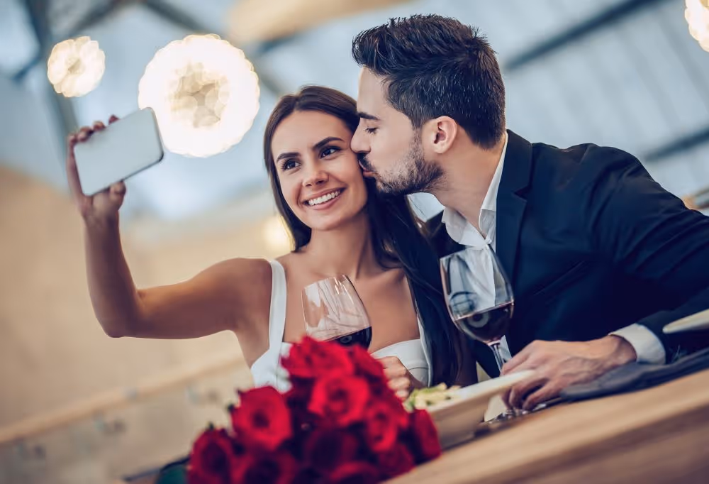 Valentine's Day Couple taking selfie
