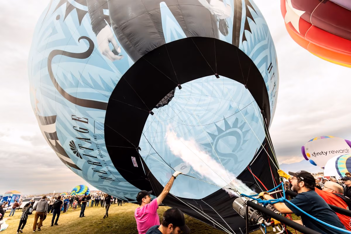 Revolt Rising hot air balloon being inflated