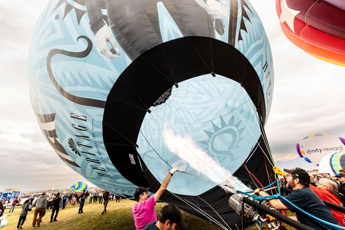 Revolt Rising hot air balloon being inflated
