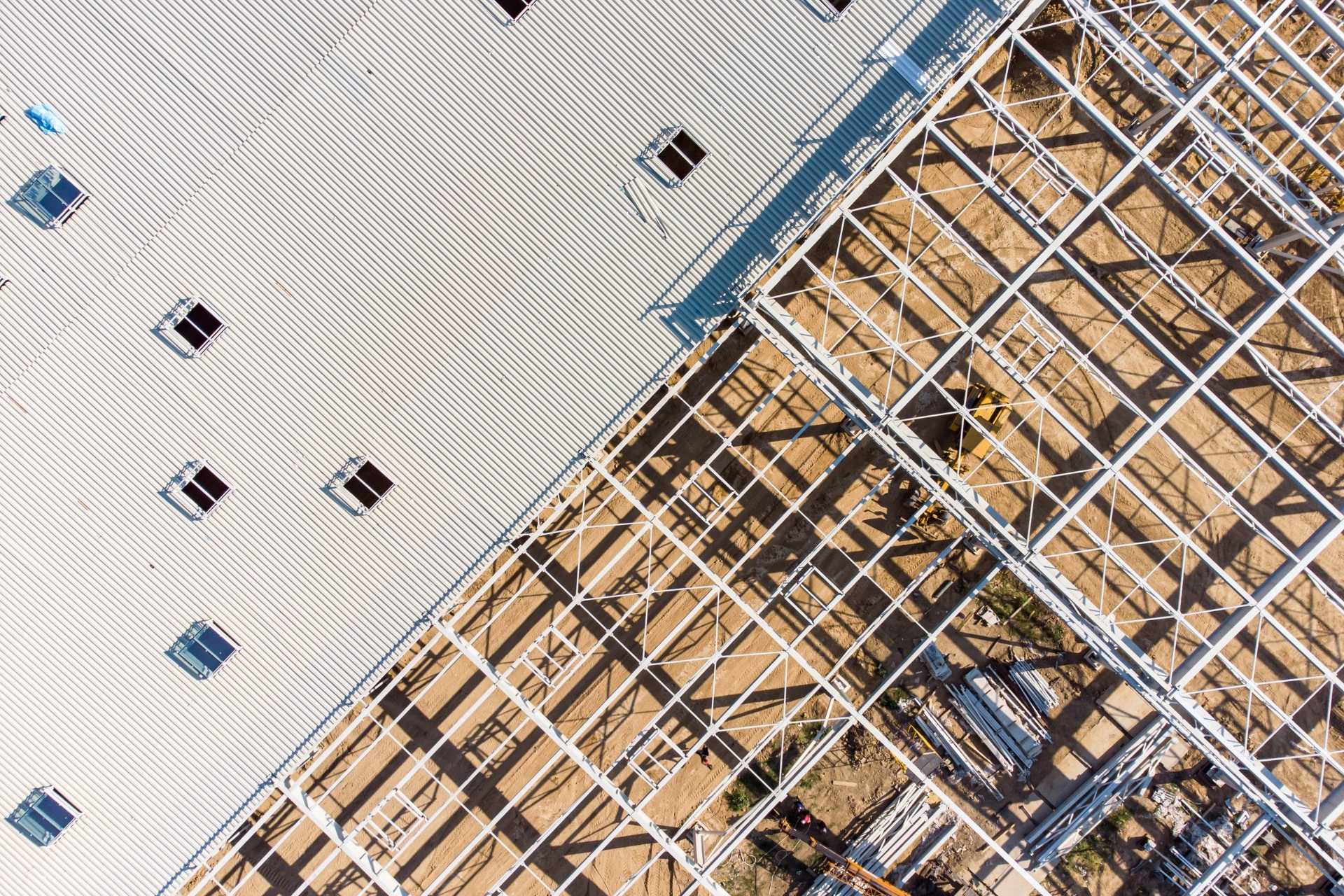 aerial view of a commercial building