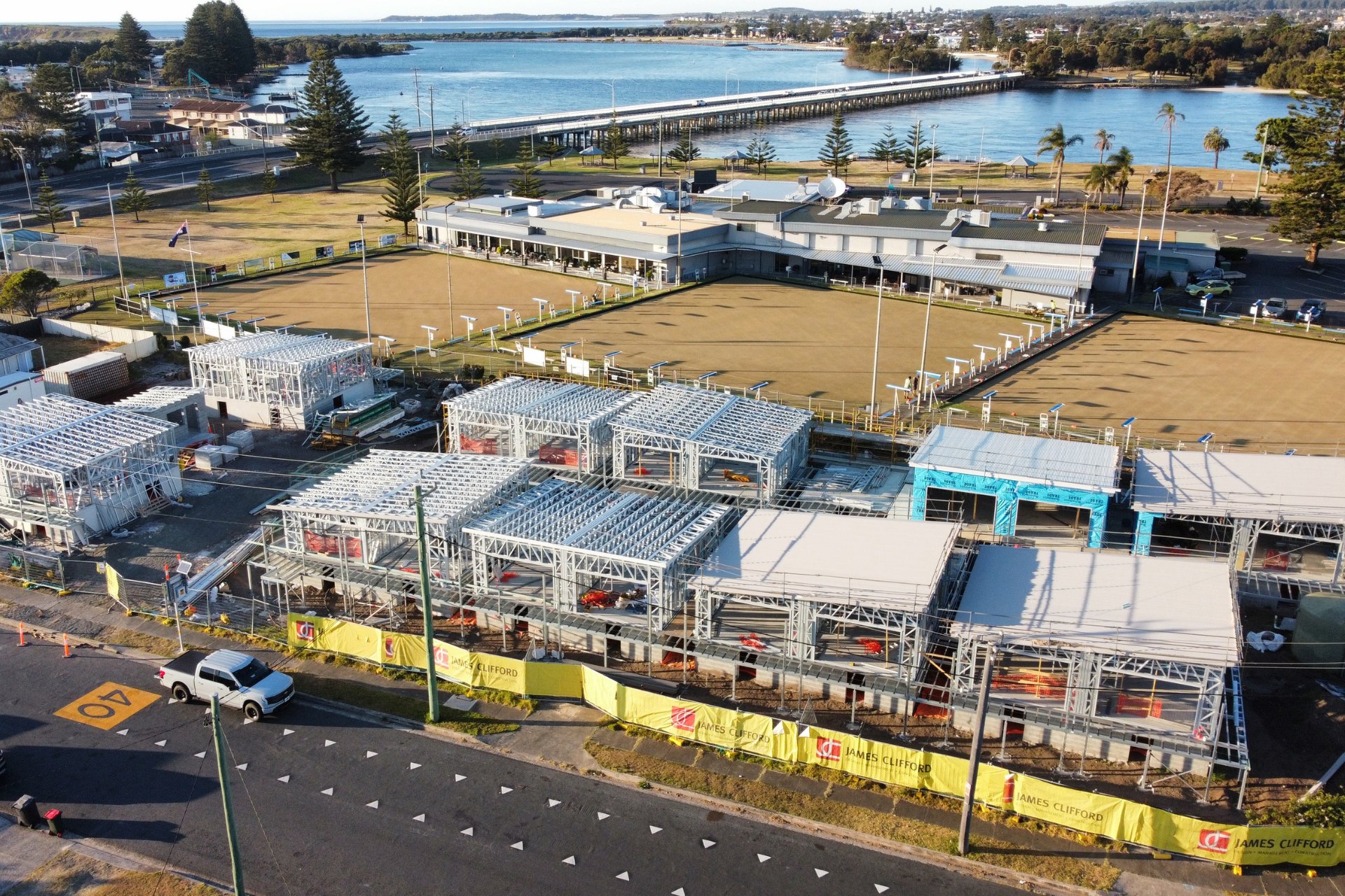 New motel development with new commercial roofing under construction. 