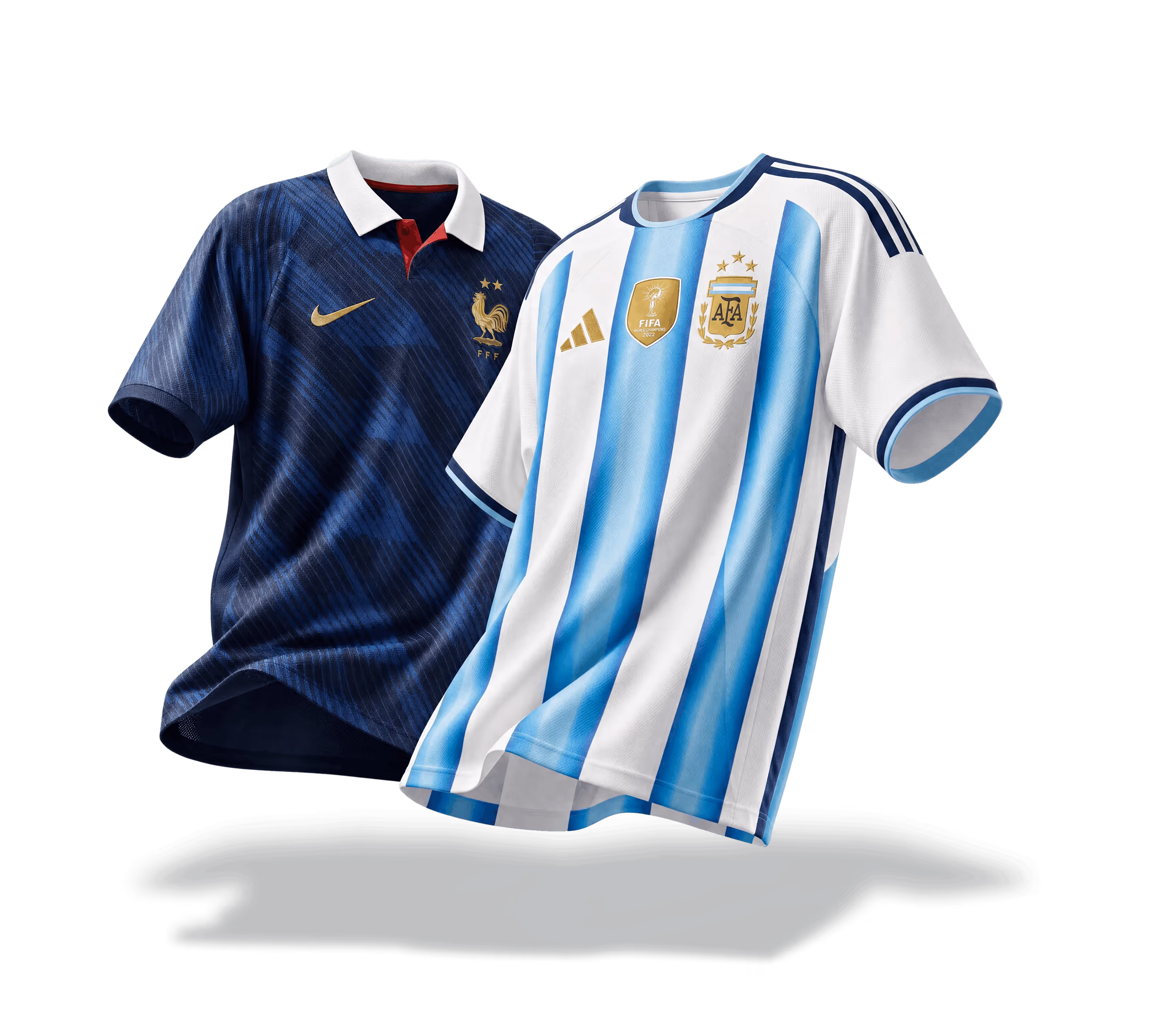 Argentina and France national football team jerseys