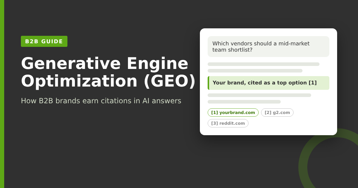 Generative engine optimization (GEO) earns a brand a place inside the answer, not just on the results page.