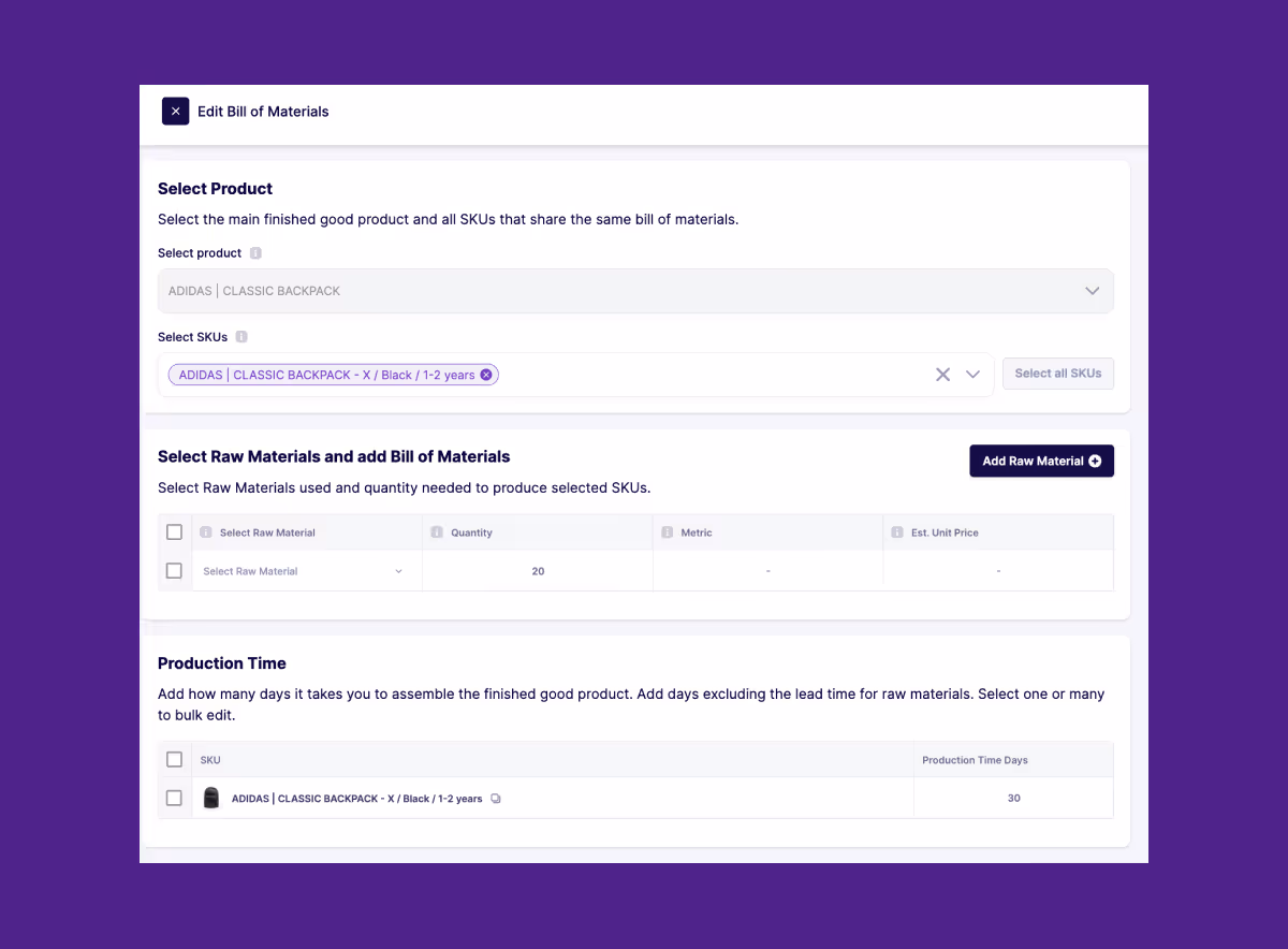 create and track BOM