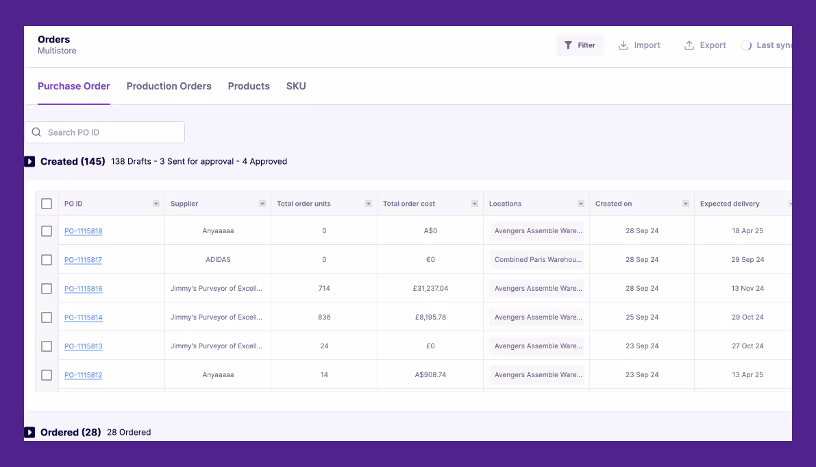 track purchase orders