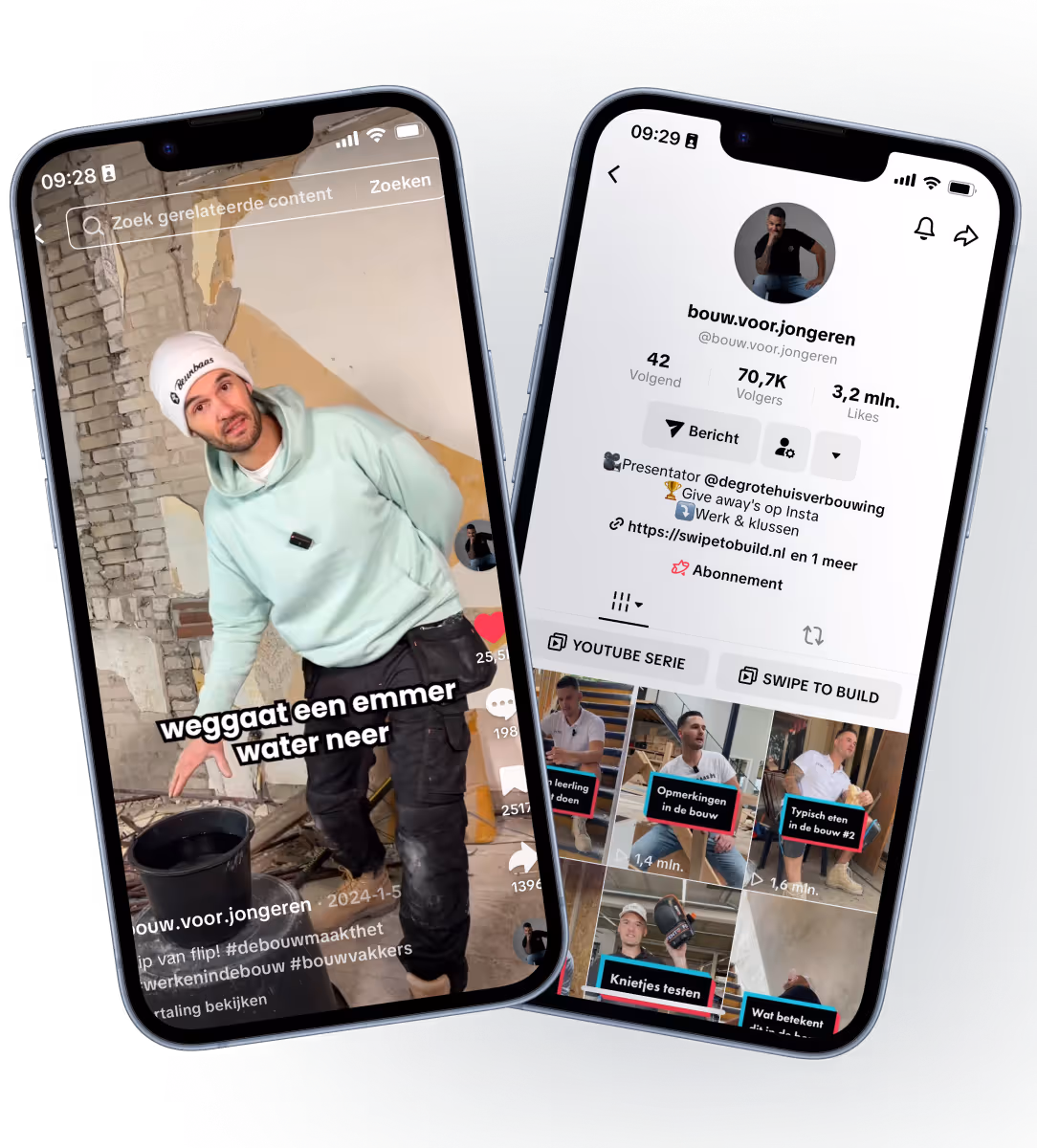 2 mobiles that have a the socials of a gym seller