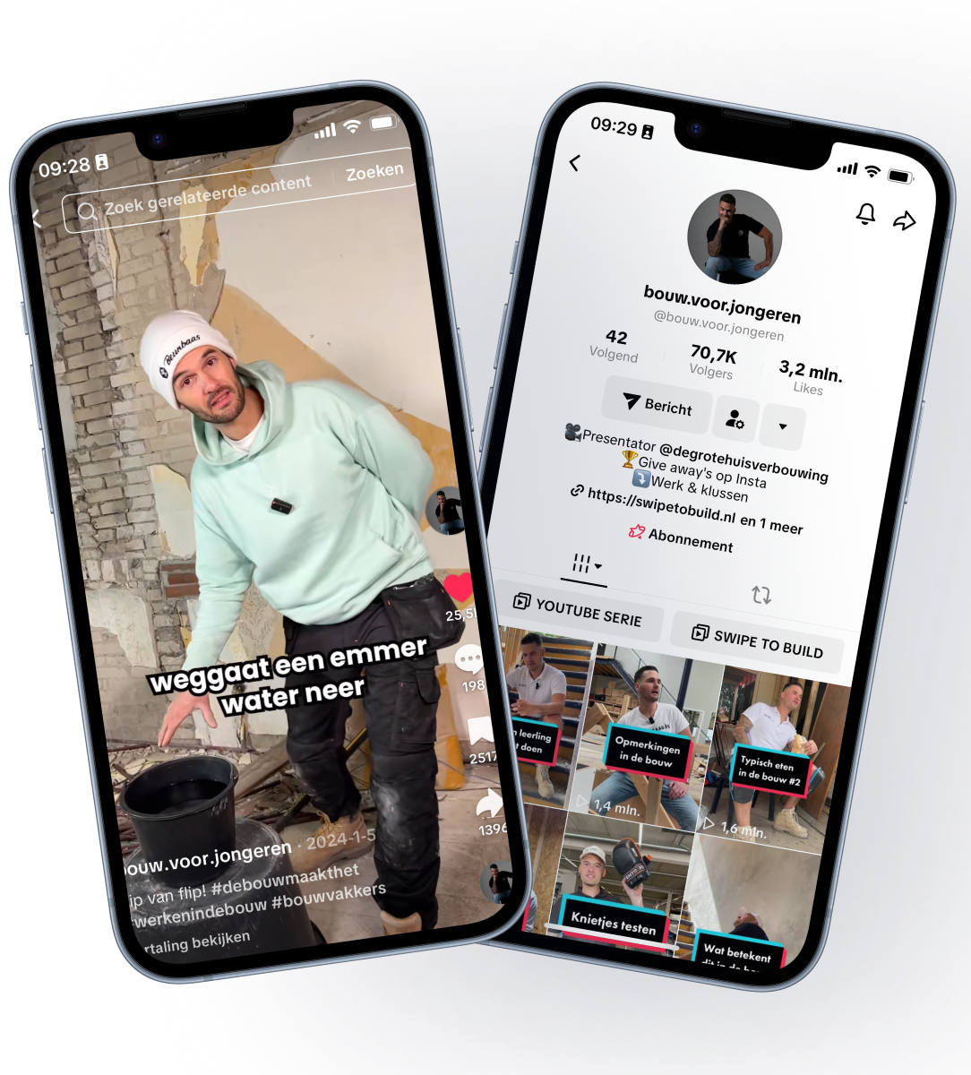 2 mobiles that have a the socials of a gym seller